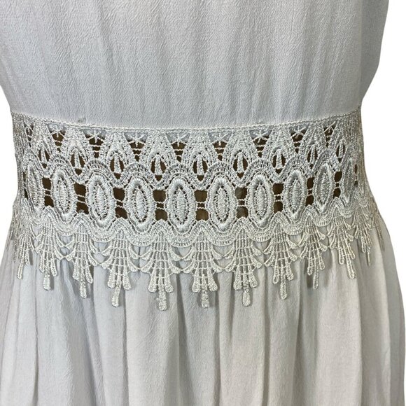 SOLEMIO Mini Dress Lace Waistband Sz M White #346C - Picture 6 of 8